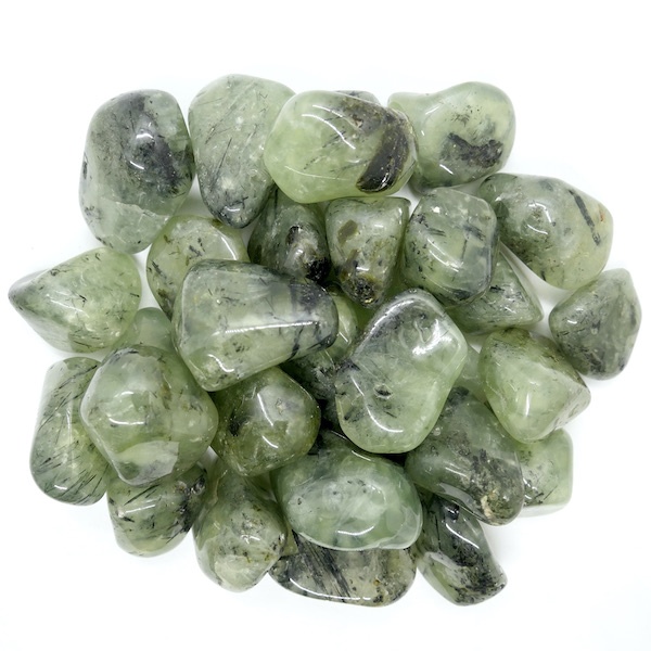 Prehnite Tumbled Stone with Epidote L-XL