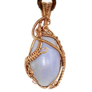 Chalcedony copper wire wrap necklace
