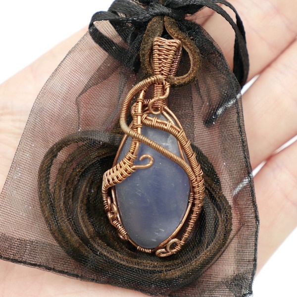 Chalcedony copper wire wrap necklace 3