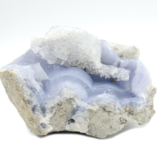 Agate, Blue Lace with Stellar Beam Calcite Geode 636g, 12cm 1 A25 2