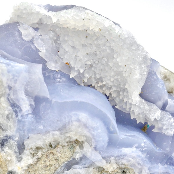 Agate, Blue Lace with Stellar Beam Calcite Geode 636g, 12cm 2 A25 2