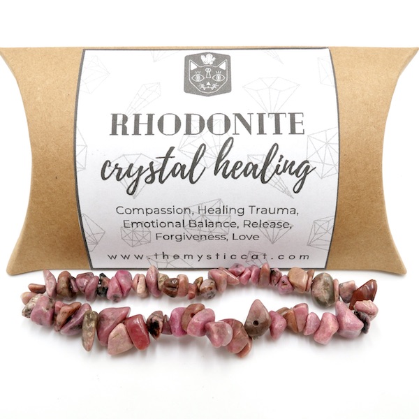 Rhodonite Chip Crystal Healing Bracelet