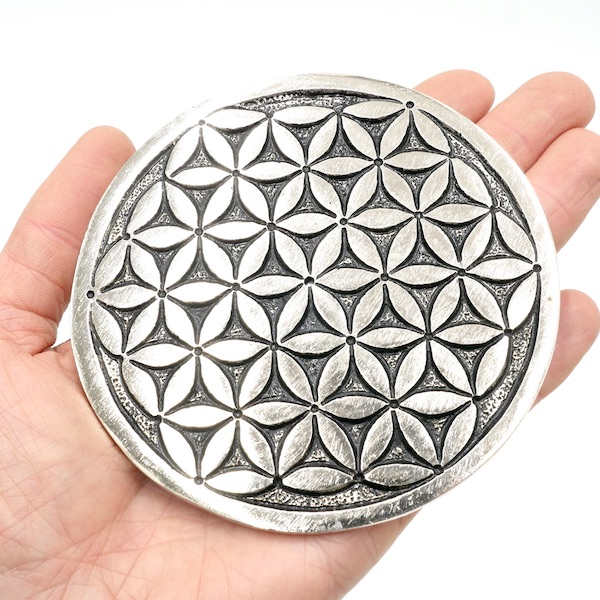 Flower of Life Round Metal Incense Holder 3 IHF4