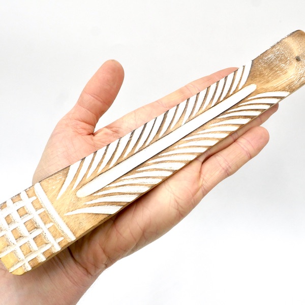 Wood Incense Holder Carved White 3 IHWW5