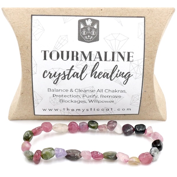 Tourmaline, Multicolour Crystal Healing Bracelet - Nugget 1