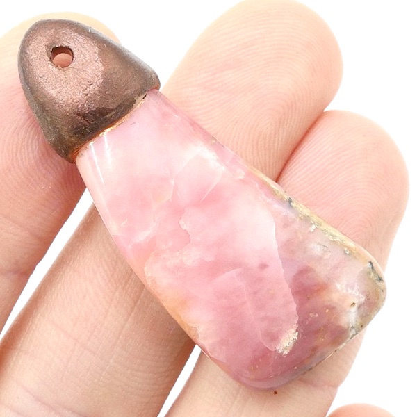 Opal, Pink Tumbled Clay Necklace 2 MCCLOP2