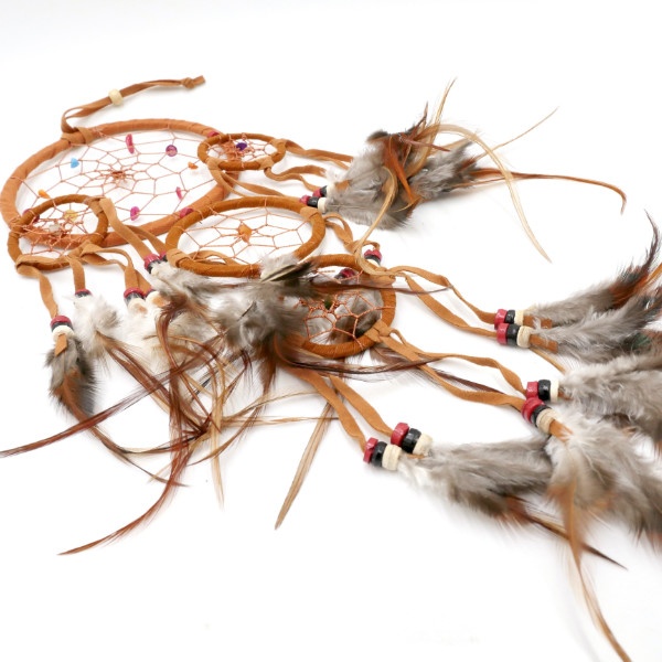 Dream catcher with stone beads - brown 12cm 1