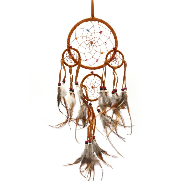 Dream catcher with stone beads - brown 12cm 5