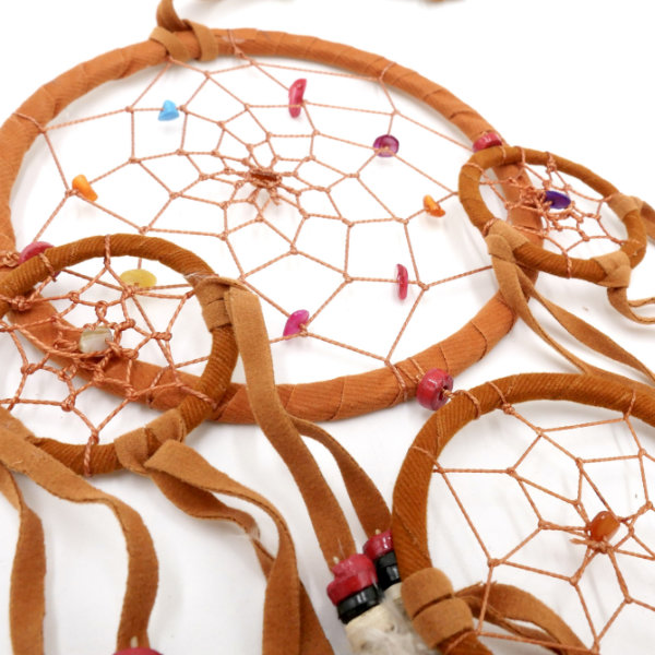 Dream catcher with stone beads - brown 12cm 6