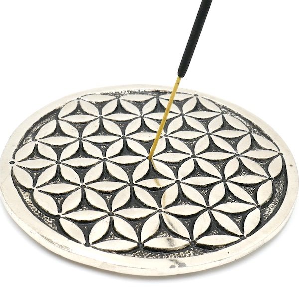 Flower of Life Round Metal Incense Holder 1 IHF4