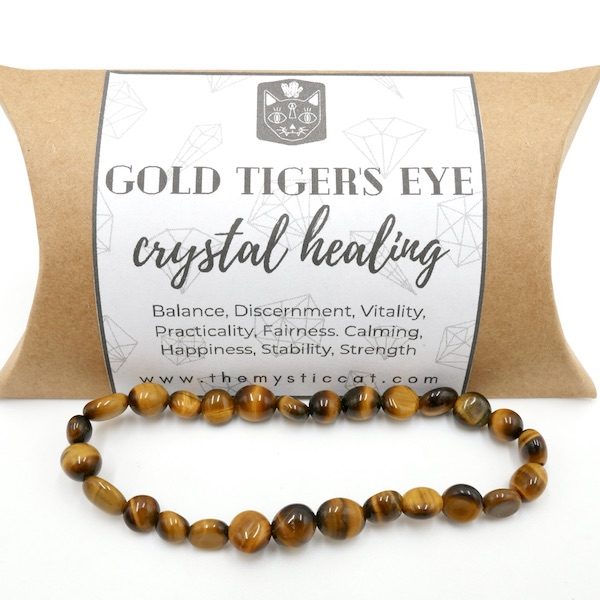 Gold Tigers Eye Nugget Crystal Healing Bracelet