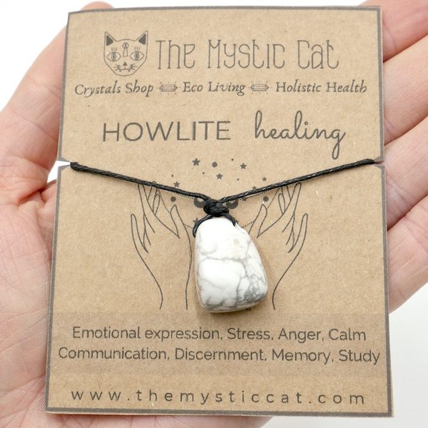 Howlite Cat Necklace Crystal Healing Spiritual support Calming 
