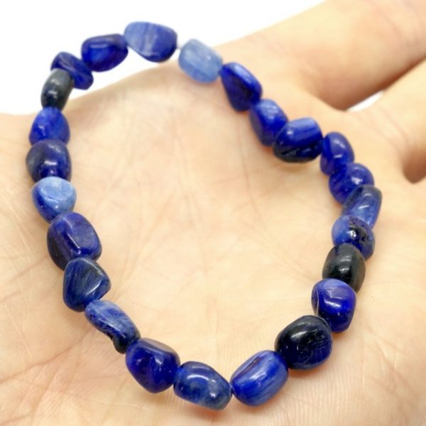 Blue Kyanite Bracelet Polished Tumbled Bracelet Stones Crystal Jewelry Healing 