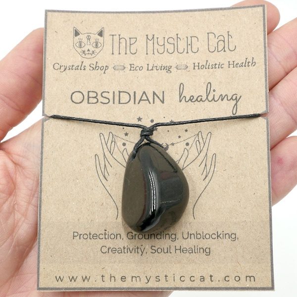 Obsidian Crystal Healing Necklace 3 HNOB1