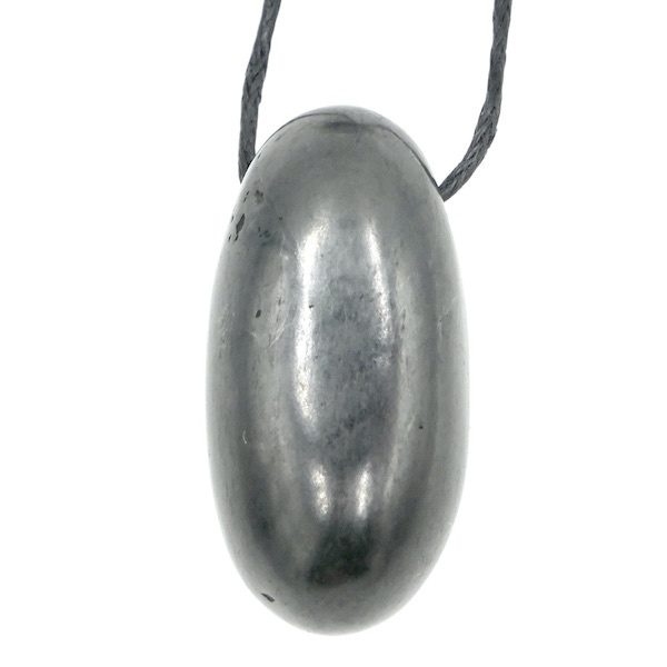 Shiva Lingam shaped genuine Shungite necklace