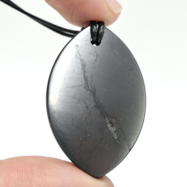 Oval shaped genuine Shungite necklace