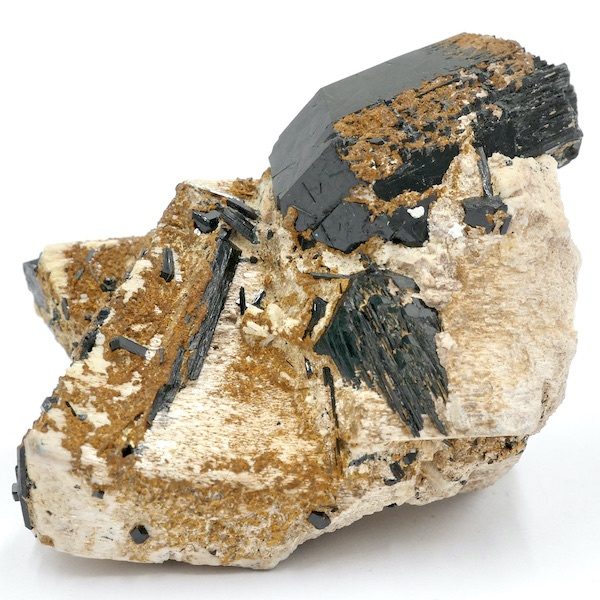 Black tourmaline with orthoclase feldspar 7cm 116g T08/6 1